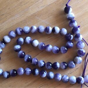 Purple Chevron Amethyst Round Gemstone Strand Jewelry Making